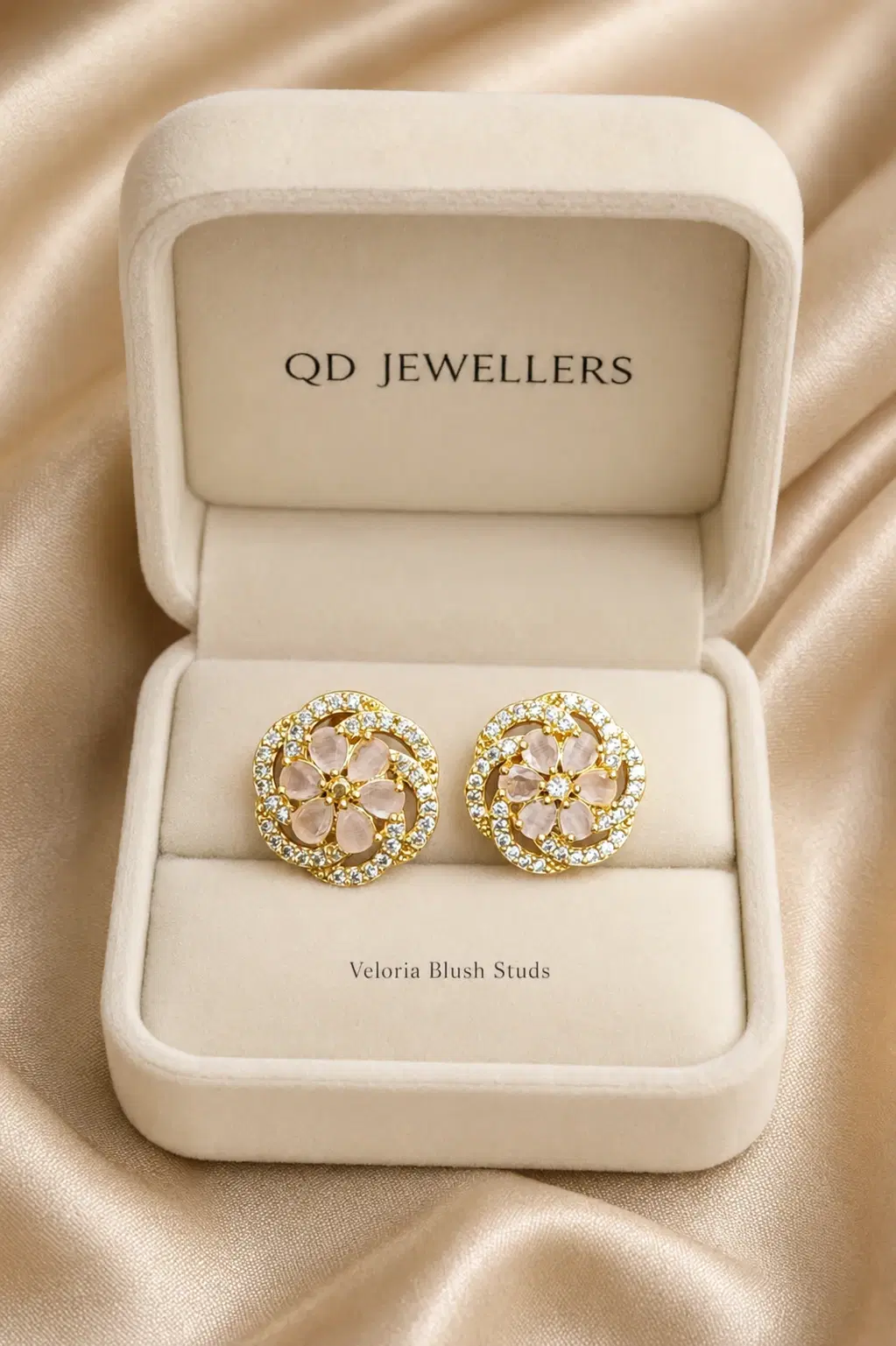 Veloria Blush Stud Earrings