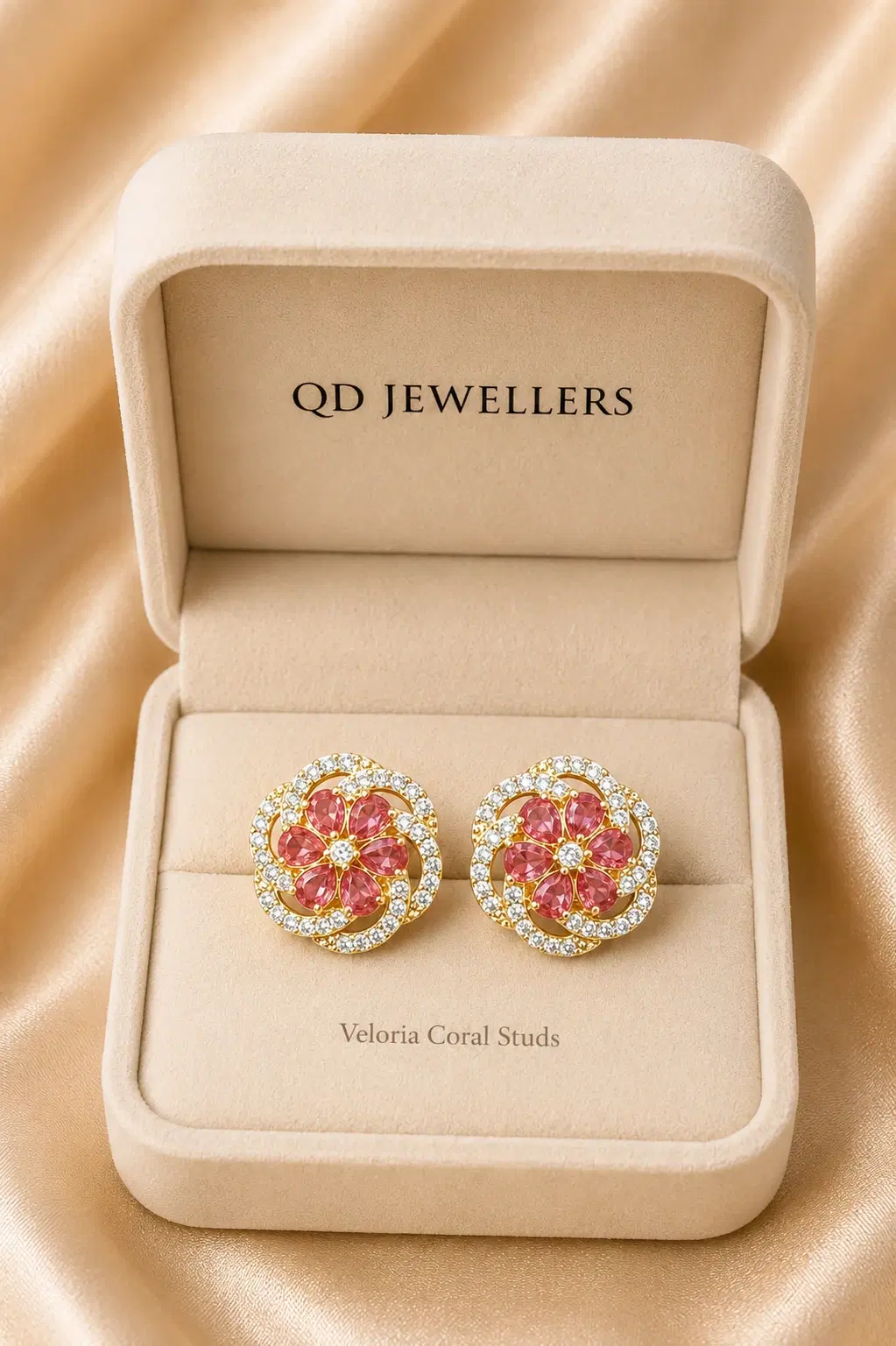 Veloria Coral Stud Earrings