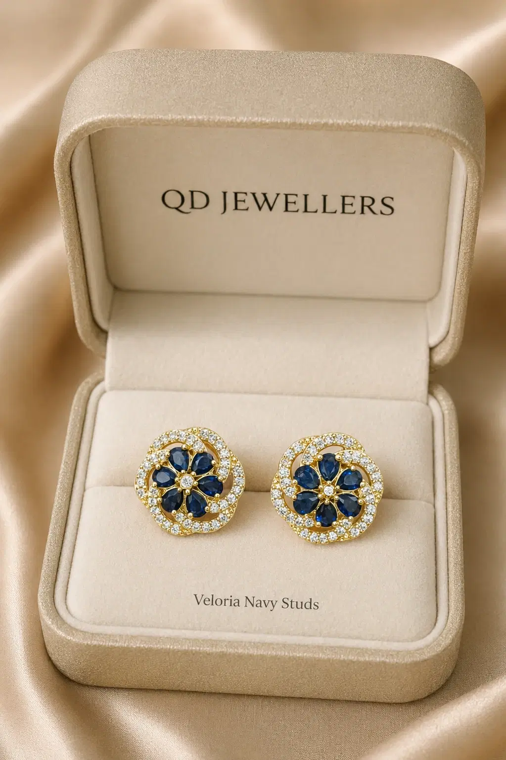 Veloria Navy Stud Earrings