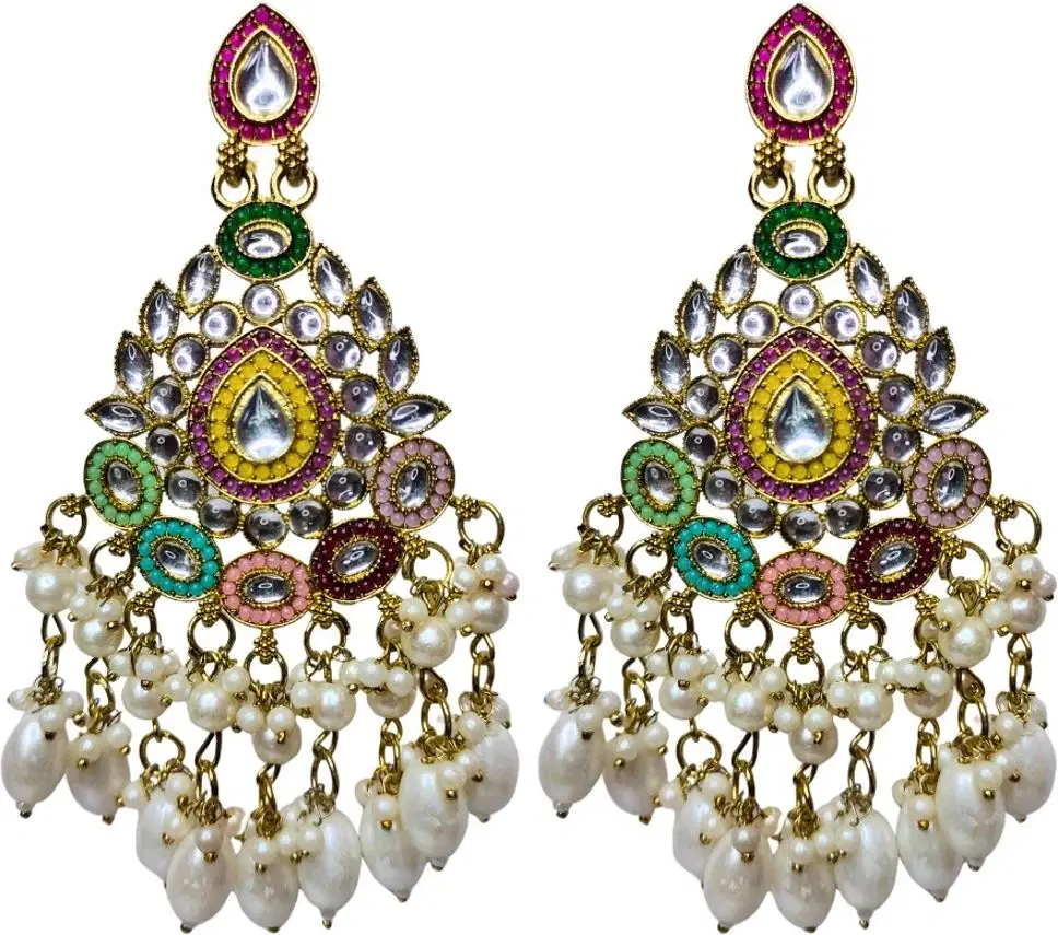 Tahaniya Traditional Kundan Pearl Drop Chandbali Earrings Chandbali Earring