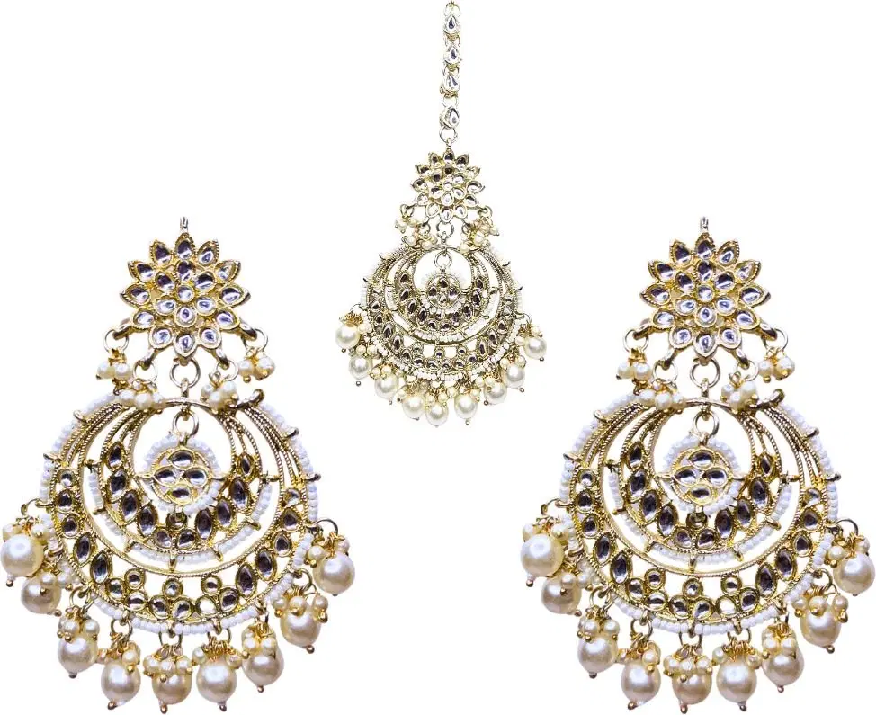 Tahaniya Rooprang Rivaayat Regal Peacock Earring & Maang Tika Chandbali Earring