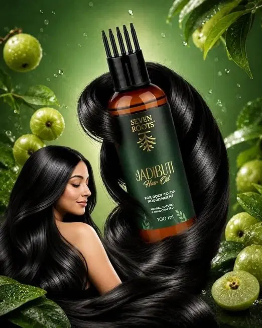 Seven Roots Jadibuti Herbal Hair Oil – Traditional Blend of 8 Oils & 21 Herbs, 100 ml