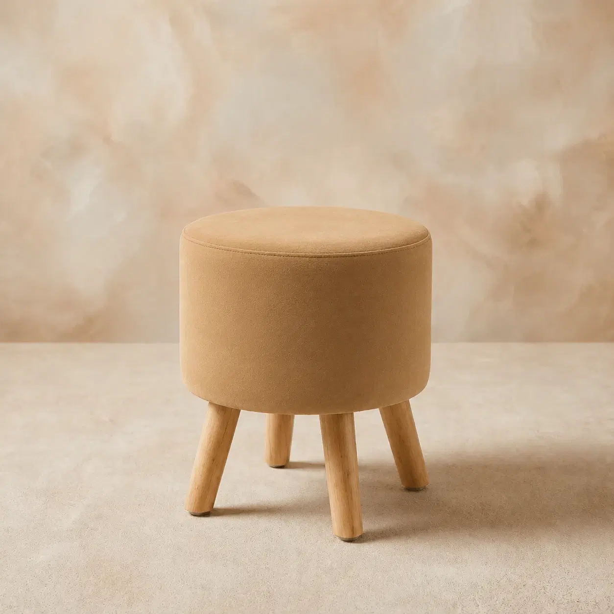 Colorful Camal Upholstered Accent Stool