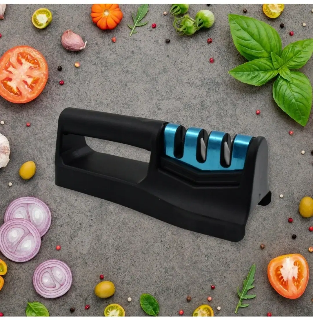 3-Stage Manual Kitchen Knife Sharpener with Ergonomic Handle