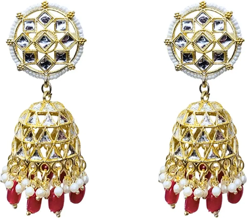 Tahaniya Bindu Ghunghroo Geometric Bell-Drop Earrings Jhumki Earring