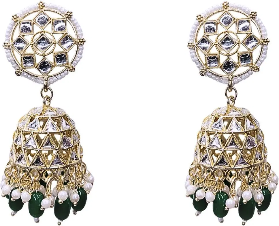 Tahaniya Bindu Ghunghroo Geometric Bell-Drop Earrings Jhumki Earring