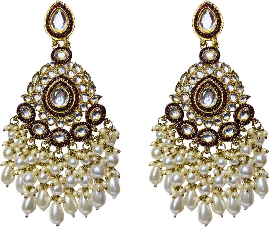 Tahaniya Traditional Kundan Pearl Drop Chandbali Earrings Chandbali Earring
