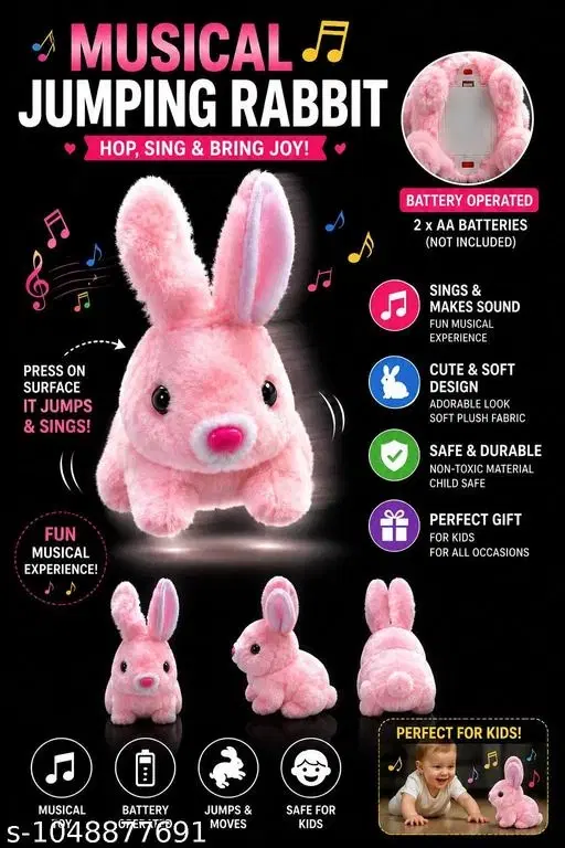 Musical Rabbit Toy for Kids | Walking & Moving Bunny with Fun Music & Sounds | Cute Soft Plush Toy