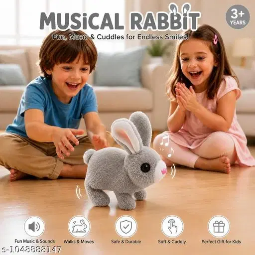 Musical Rabbit Toy for Kids | Walking & Moving Bunny with Music & Sound | Soft Plush Interactive Toy Musical Walking Rabbit Toy | Moving Bunny with Fun Music & Sounds | Cute Plush Toy for Kids