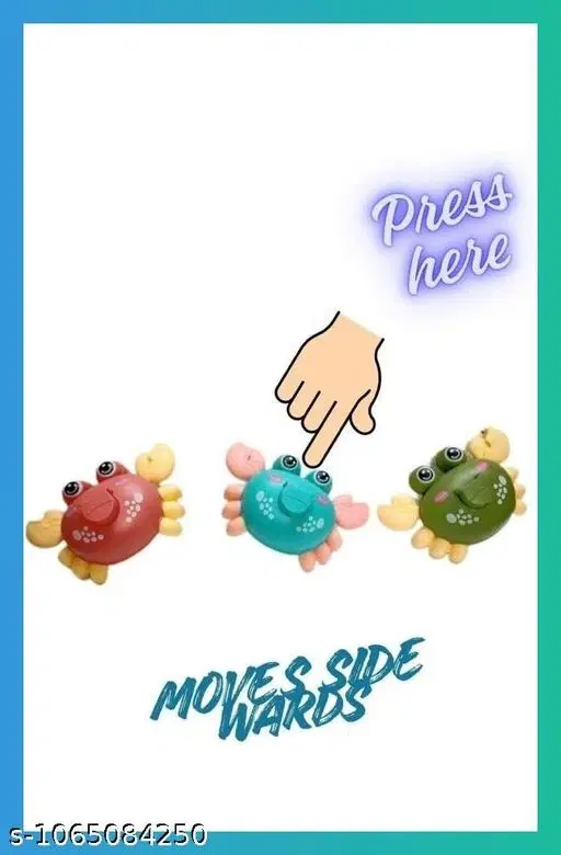 Press and Go Toy Crab with Wheels for Kids | Push & Move Crab Toy | Colorful Crawling Toy for Boys & Girls Colorful Press & Go Crab Toy with Wheels | Push Along
