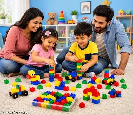 Educational Building Blocks Kit | STEM Learning Construction Blocks with Idea Book & Wheels Kids Building Blocks Set | 60+ Multicolor Bricks for Creative Learning & Brain Development