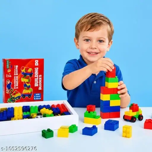 Building Blocks for Kids 3+ Years | 60+ PCS Educational Construction Toy Set with Storage Box Educational Building Blocks Set | Creative Learning Construction Toy for Boys & Girls 60+ PCS Big Building Blocks for Kids | STEM Educational Construction Toy