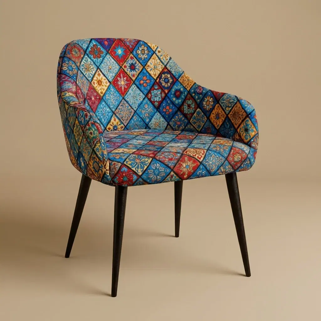 Modern Blue Velvet Accent Chair With Black Tipped Metal Legs