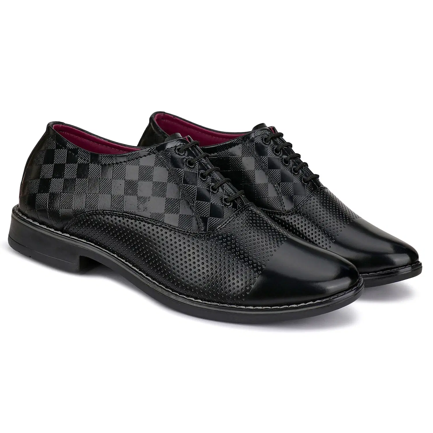 BERSACHE Men’s Black Formal Lace-Up Shoes for Office, Party & Daily Wear