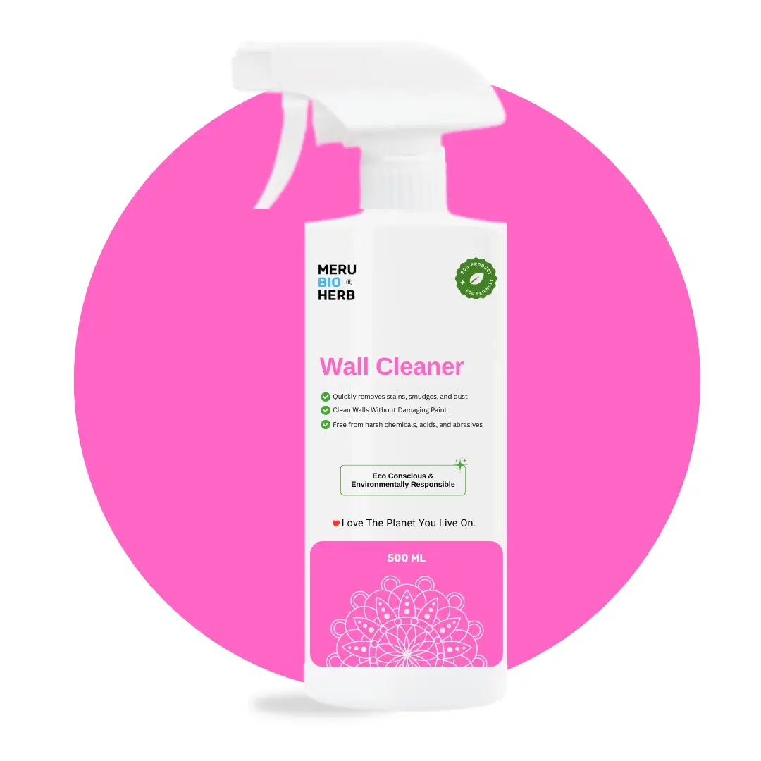 Meru Bio Herb Wall Cleaner 500 ml spray bottle with white trigger and pink label