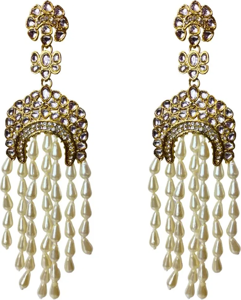 Tahaniya Pearl Drop Chandbali Earrings Jhumki Earring