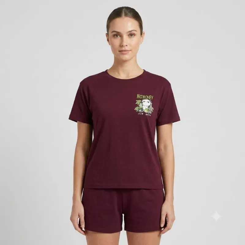 Womens Maroon Printed Lounge Set