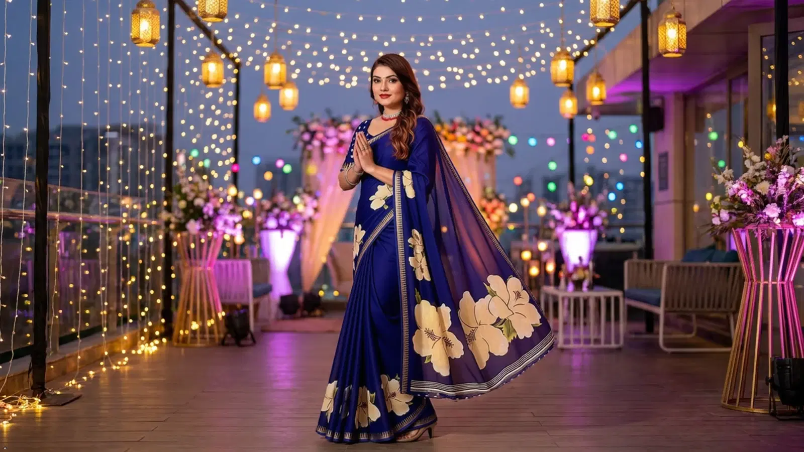 Women's Royal  Floral Print Saree