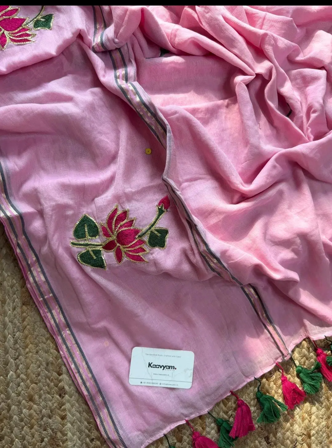 Pure mull cotton Embroid sarees with Tassels