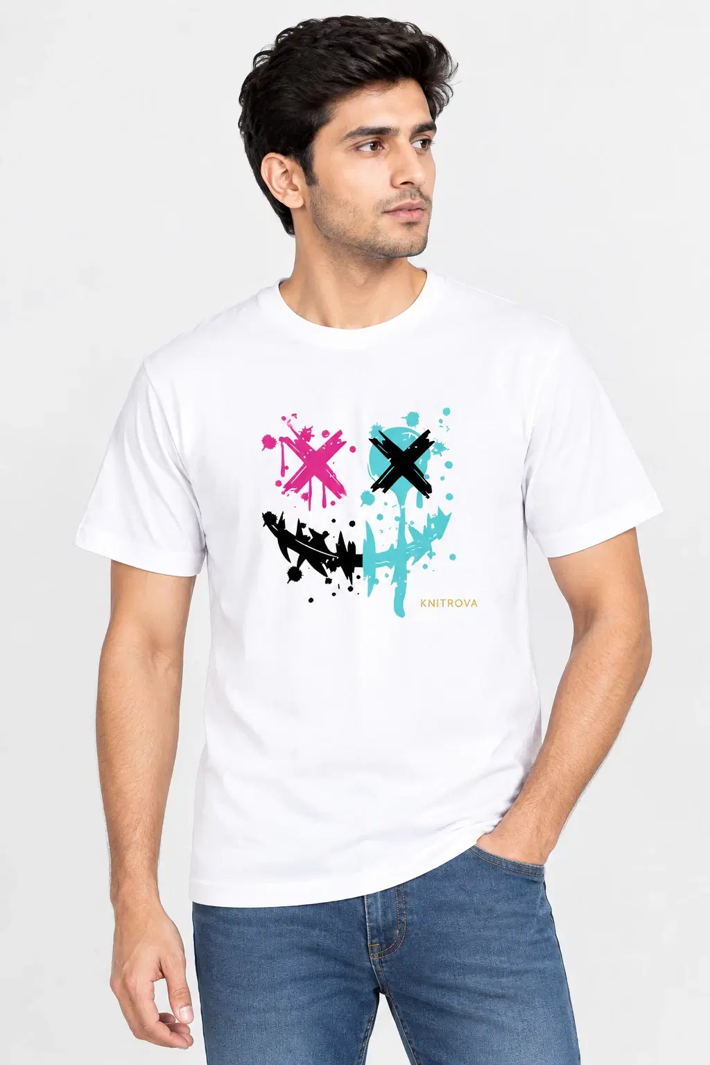 Knitrova Men's 100% Cotton Printed T-Shirt