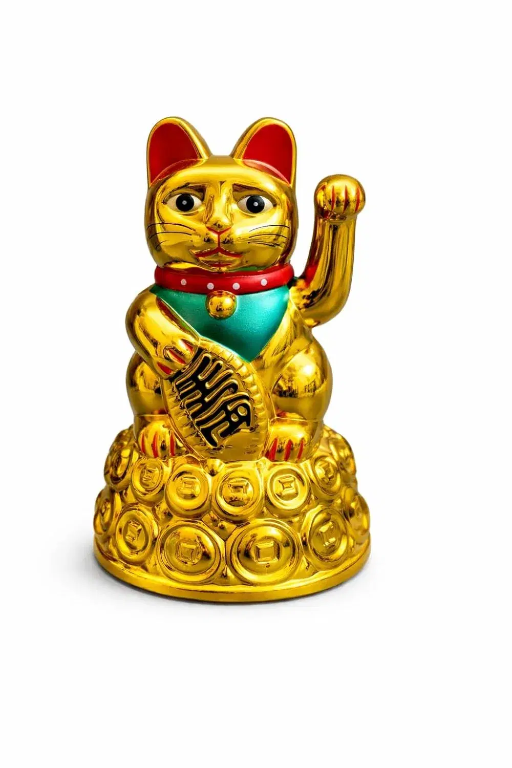 Ahina Maneki Neko Waving Cat Perfect for Home & Office DecorBattery Operated Feng Shui Lucky Cat – Waving Maneki Neko Figurine for Wealth & Prosperity (Gold)- 4.5 inches in Size